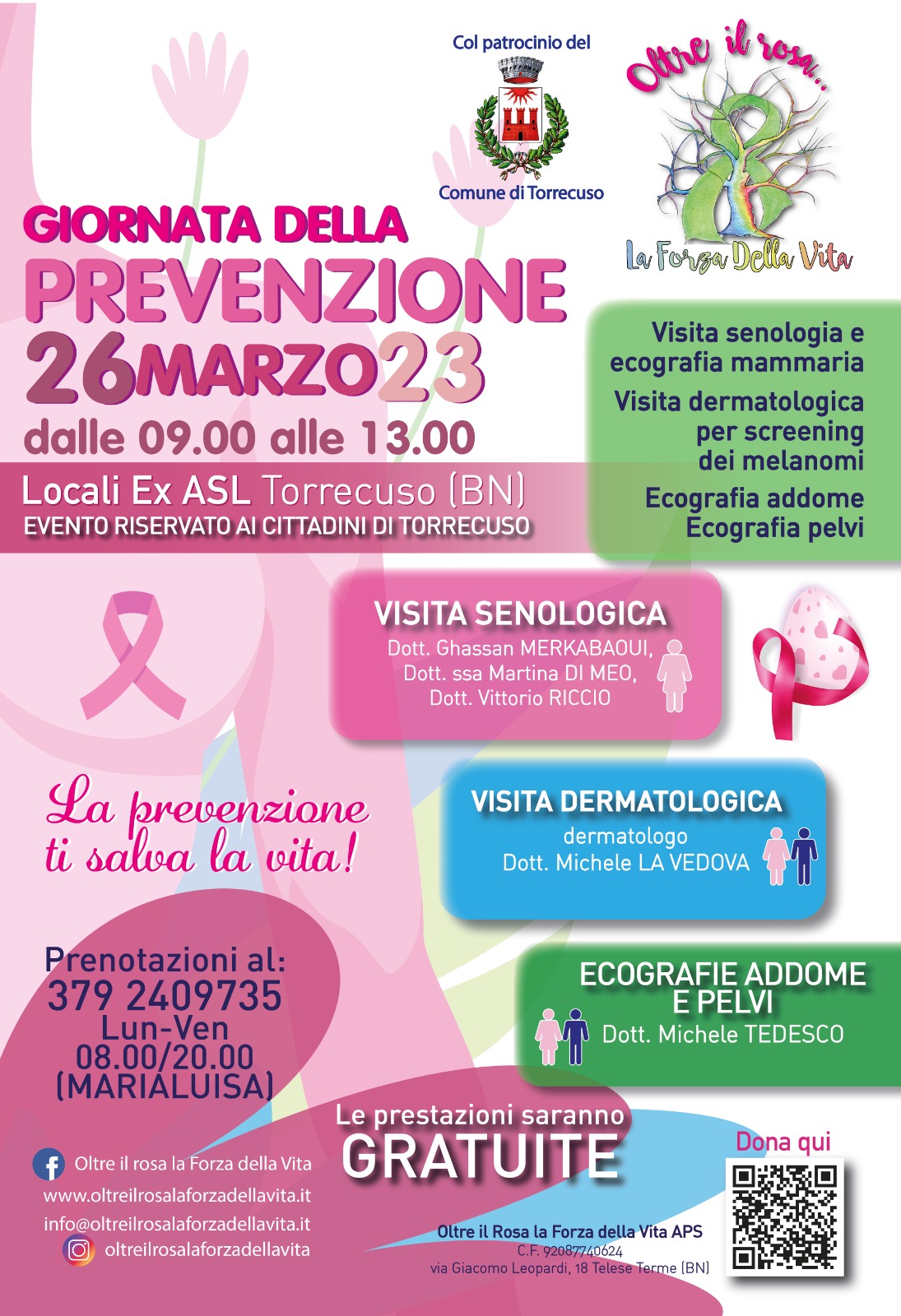 Locandina dell'evento Giornata di prevenzione senologica e dermatologica, Torrecuso, 26 marso 2023