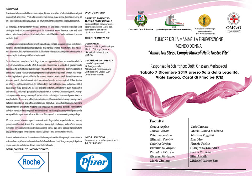 Locandina dell'evento Tumore della mammella e prevenzione, Casal di Principe, 7 dicembre 2019
